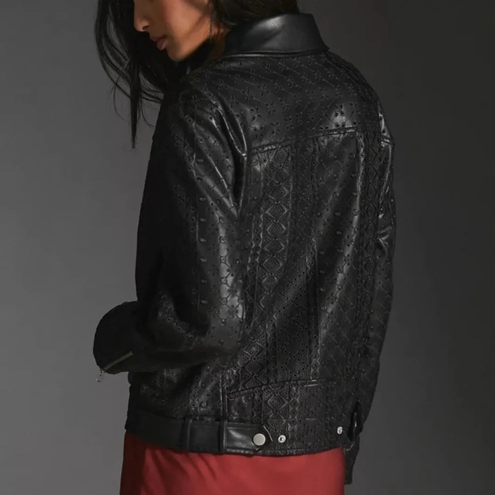 Anthropologie Faux Leather Eyelet Jacket - Picture 3 of 7